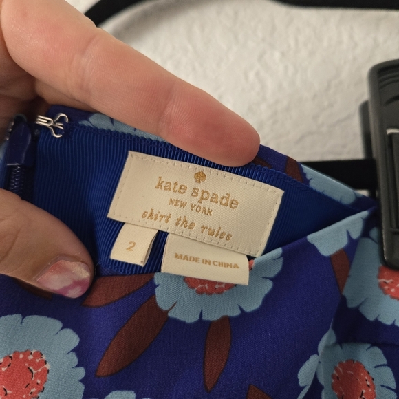 Kate Spade New York Size 2 Silk Tangier Floral Double Layer Skirt Cobalt Blue - Picture 4 of 5